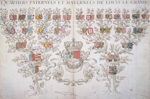 ルイ14世（1638〜1715）の系譜、1643年、フランスの王冠に対する権利を示した 作： French School