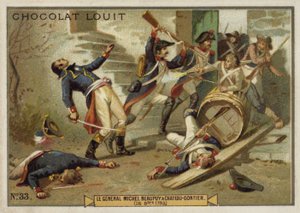 1793年10月26日、フランス革命、ヴァンデ蜂起、シャトーゴンティエで負傷したミシェルドボーピュイ将軍 作： French School
