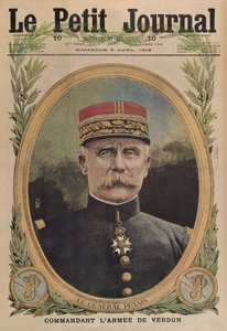 ベルダン軍を指揮するペタン将軍、ルプチジャーナルの表紙イラスト、補足イラストレーター、1916年4月9日