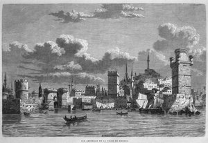 今日のシリアからのロードス島の概観。フェニシア、レバノン、ジューディーへの旅。 1884年、ルイシャルルエミールロルテの1875-1880（bw彫刻）