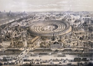 1867年の万博博覧会の概観、1867年、パリのトロカデロの丘から撮影