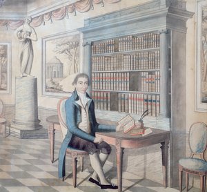 紳士が図書館で読書 作： French School