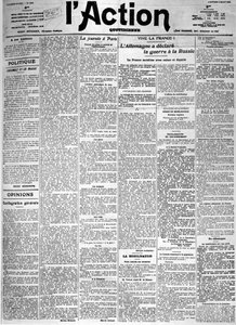 ドイツがロシアに宣戦布告 - 1914年08月02日の日刊紙「L