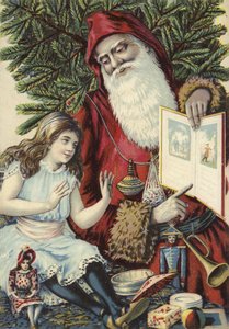 父のクリスマスで図鑑を見せられている少女 作： French School
