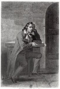 自身を刺すグラックス・バベウフ（1760-97）（彫刻）（モノクロ写真 作： French School