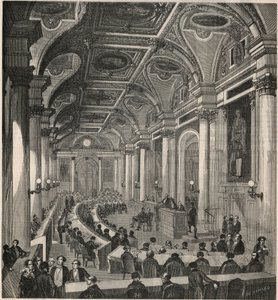 パリの国会議事堂の大広間 - エドモンド・テクシエの「パリの表」に掲載された版画（1852年 作： French School