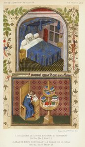Guillaume De Lorris Asleep And Thinking, Jean De Meun Continuing Le Roman De La Rose (カラーリトグラフ) 作： French School