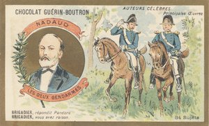 Gustave Nadaud (1820-1893) フランスのゴゲール人、詩人、作詞家、「Les deux gendarmes」または「Pandora」という風刺的な作品の作者であり、政権によって禁止されていた 作： French School