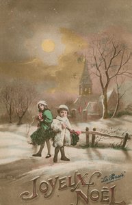 ハッピークリスマス。 1913年に送られたはがき。 作： French School