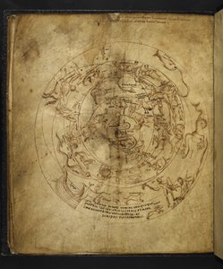 Harley 647 f.21v Marcus Tullius Cicero (vellum) による「Aratus」からの北半球と南半球の図。 作： French School