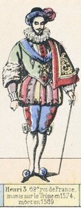 第62代フランス王アンリ3世（1574年即位、1589年死去）（カラー図版 作： French School