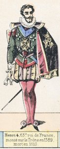 第63代フランス王アンリ4世（1589年即位、1610年死去）（カラー図版 作： French School