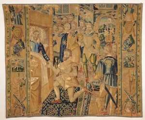 アンボン3世（1551年から891年）、ブルボンにアンリ3世（1553年から1610年）に力の記章を与える 作： French School