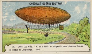アンリ・ド・ラ・ヴォーリクスが飛行船でロンシャン上空を数時間ホバリングしている様子 作： French School