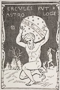 1873年に出版された「Les Arts au Moyen Age」からアトラスがヘスペリデスのリンゴを収集する間、世界を背負ったヘラクレス 作： French School