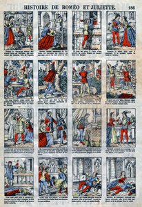 ウィリアム・シェイクスピアの戯曲（1564-1616）の後のロミオとジュリエットの歴史。19世紀末からのエピナルイメージング。 作： French School