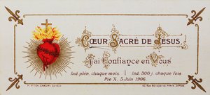 聖心に捧げられた聖なるカード、1906年（印刷されたカード） 作： French School