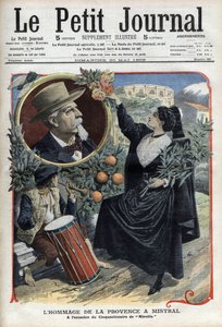 プロヴァンスからフレデリック・ミストラルへのオマージュ、「ミレイユ」（1859年）の50周年に際して 1909年5月の「Le Petit Journal」誌に掲載（彫刻）。 作： French School