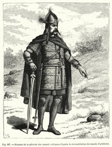 砲兵博物館の復元図によるケルト系古墳時代の人（刻印 作： French School
