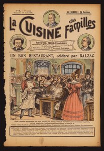 パリのレストラン、フリコトーで食事をするオノレ・ド・バルザック（カラー版画）