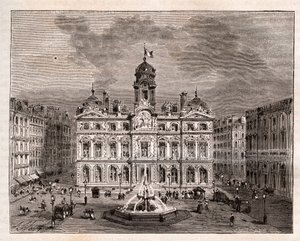 リヨンのホテル - V.A.マルト・ブラウンの「La France illustree: Geography, history, statistical administration」に掲載されている彫刻。1884