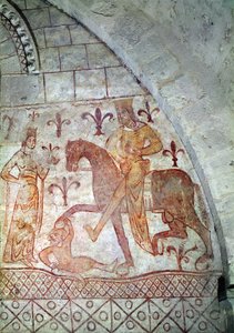 Hugues IX（c.1163-1219）シリアでルシニャンがNur al-Din（1116-74）を倒した（壁画） 作： French School
