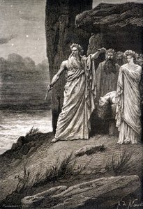 ドルイドによる人間の生け贄-M.ギゾーの「最も遠い時代から1789年までの『フランス史』」に掲載されている。 作： French School
