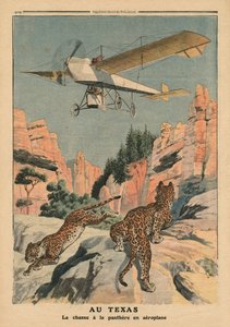 テキサスの飛行機からパンサーを狩る、「ルプチジャーナル」のイラスト、補足イラストレーター、1911年12月17日