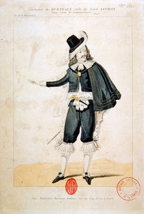 オペラルーシー・ド・ランメルムーアのエンリコ・アシュトン卿役のフルトー、ガエターノ・ドニゼッティ（1797-1848）（カラー彫刻） 作： French School