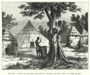 アフリカの近代的な野蛮人の小屋（エングレービング
