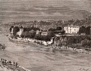 リヨン9区のソーヌ川中流にあるイル・バルベ - V.-A. Malt-Brownの "La France illustree: geography, history, statistical administration "に掲載された彫刻。V.-A. Malt-Brown著「La France illustree: Geography, History, statistical administration」に掲載されている。1884 作： French School
