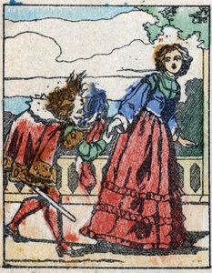 フランスの作家、シャルル・ペロー（1628-1703）の物語 "Riquet a la houppe "の挿絵。エピナルのイメージング・ペランの木版画。19世紀後半の作品。 作： French School