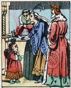 フランスの作家、シャルル・ペロー（1628-1703）の物語 "Riquet a la houppe "の挿絵。エピナルのイメージング・ペランの木版画。19世紀後半の作品。 作： French School
