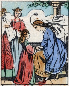 フランスの作家、シャルル・ペロー（1628-1703）の物語 "Riquet a la houppe "の挿絵。エピナルのイメージング・ペランの木版画。19世紀後半の作品。 作： French School
