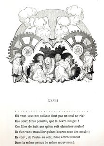 ヴィクトルユーゴー（1802-85）c.1880による児童労働の詩のイラスト、ヘッツェル発行 作： French School