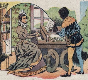 Tale "Beauty and the Bete "のイラスト：注目に包まれていた。クインのイメージのエングレービング（1890年頃）。