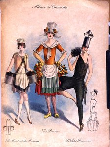 アルバム・ドゥ・トラヴェスティス」のイラスト、1920-30年頃（カラーリトグラフ）
