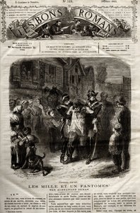 1865年3月28日付の「The Bons Romans」に掲載された、アレクサンドル・デュマの小説「千の夢」の挿絵。 作： French School