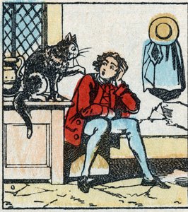 シャルル・ペローの物語「猫のボテ」の挿絵。イメージング・ペランの木版画（エピナル、19世紀後半19世紀後半 作： French School
