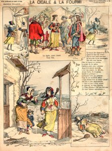 ラ・フォンテーヌの寓話『蝉と蟻』の挿絵、エングレーヴィング、1890年頃