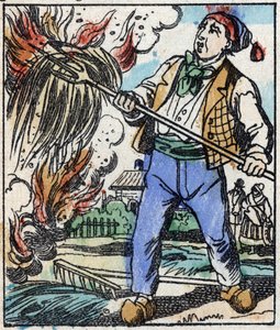 物語「悪魔のフォーク」のイラスト イメージング・ペラン-エピナルの木版画（19世紀後半19世紀後半
