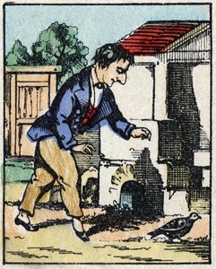 物語「Jeannot Serinet の Veridique の歴史」の挿絵 「Imagery Pellerin の木版画 - Epinal, sd.19世紀後半の作品。 作： French School