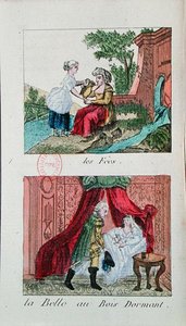 シャルル・ペロー（1628-1703）の童話「妖精たち」と「眠れる森の美女」の挿絵。 作： French School