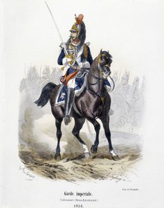 帝国軍。1854年のキュイラッシェ（Cuirassiers） - A.バルビエの「Histoire de l