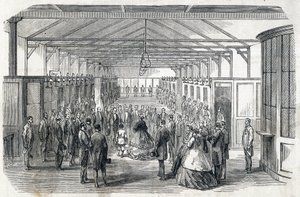 ウジェニーと皇太子がフランス銀行を訪れた1866年6月23日 - - Le MONDE Illustrous DU 07/07/1866に掲載された刻印 作： French School