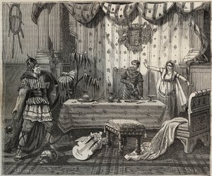 978年、フランク王国の王ロトハイル（941-986）は、アーヘンにある神聖帝国オットー2世（955-983）とその妻テオファノまたはテオファヌまたはテオファニア・スクレライナ（655-991）の宮殿に侵入したが、皇族は捕らえられてしまった。 illustration i 作： French School