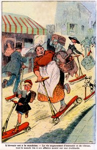 将来、人生の激しさとスピードが増し、誰もがスクーターに乗って自分のビジネスに行きます。 1919年（彫刻） 作： French School