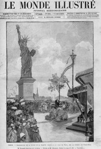 1889年7月4日、パリの自由の女神像の落成式：フランス外務大臣ユージン・スプラー（1835-1896）のスピーチ。この像は、アメリカの社会からパリ市に提供されたもので、パリ市の創立100周年を記念したものです。