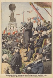 パリ包囲戦の飛行士たちの記念碑の落成式（カラーリトグラフ 作： French School