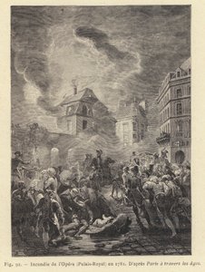 1781年、パレ・ロワイヤルのオペラ座で起きた火事（エングレーヴィング
